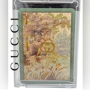 GUCCI Luxury Collectible Playing Card 9 of Clubs, Green Landscape Design in Case